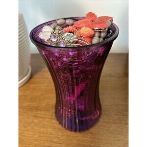 Mystery Jewelry Jar Vintage to Now all Wearable From Estate Sales In Purple Vase